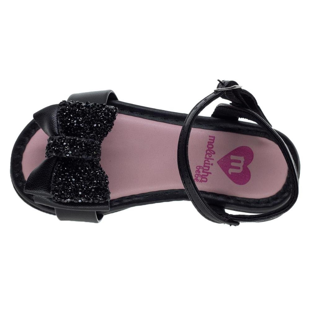 Sandália Rasteira Infantil Menina Molekinha 2112.787 Preto Preto 3