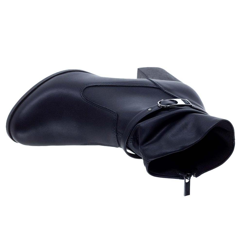 Bota Cano Curto Feminina Salto Bloco Dakota G9642 Preta Preto 3