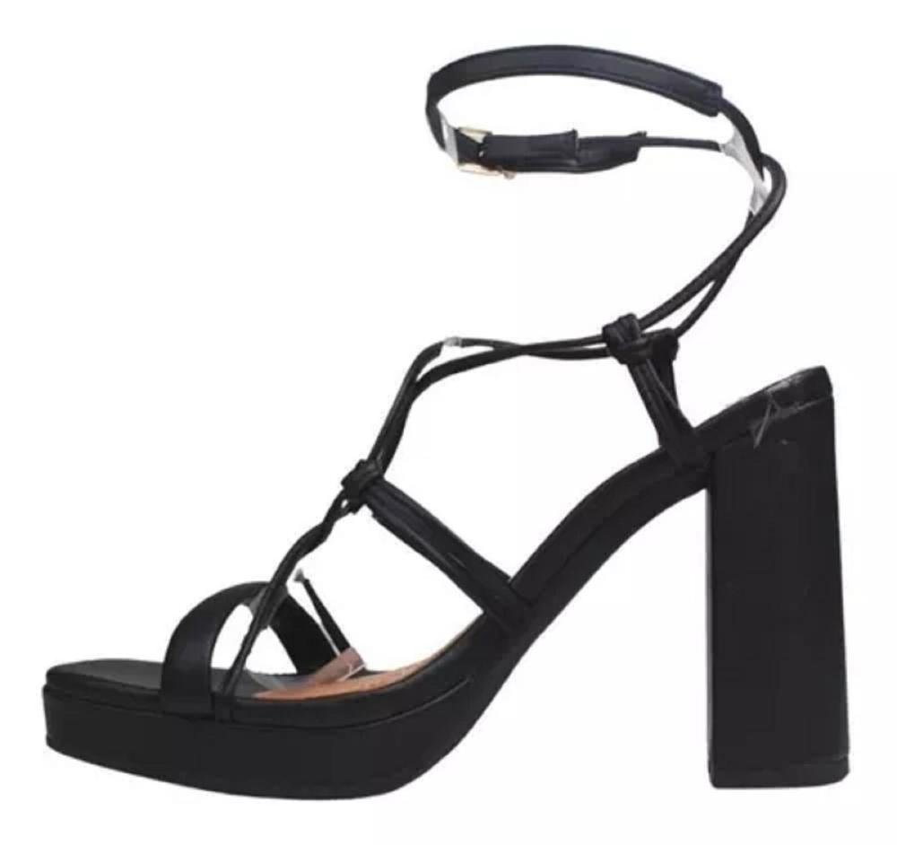 Sandália Feminina Ramarim Salto Alto Meia Pata 22-58202 Preta Preto 2