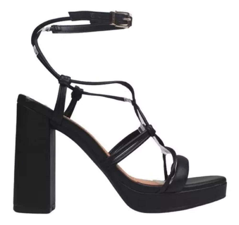 Sandália Feminina Ramarim Salto Alto Meia Pata 22-58202 Preta Preto 4