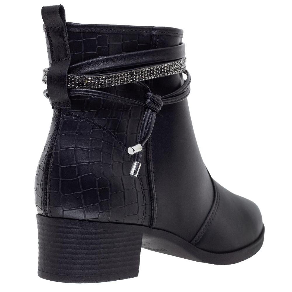 Bota Cano Curto Feminina Moleca 5346.100 Preto Preto 3