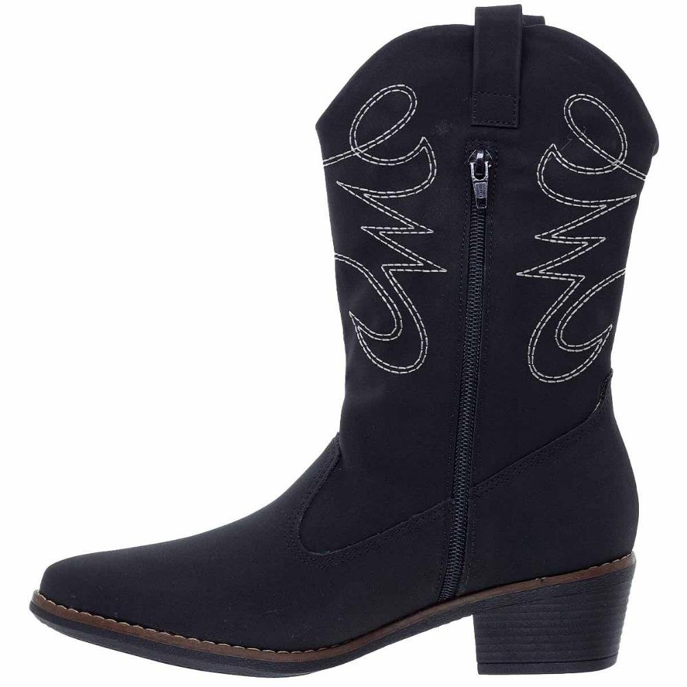 Bota Texana Cano Curto Feminina Piccadilly 661006-2 Preta Preto 2