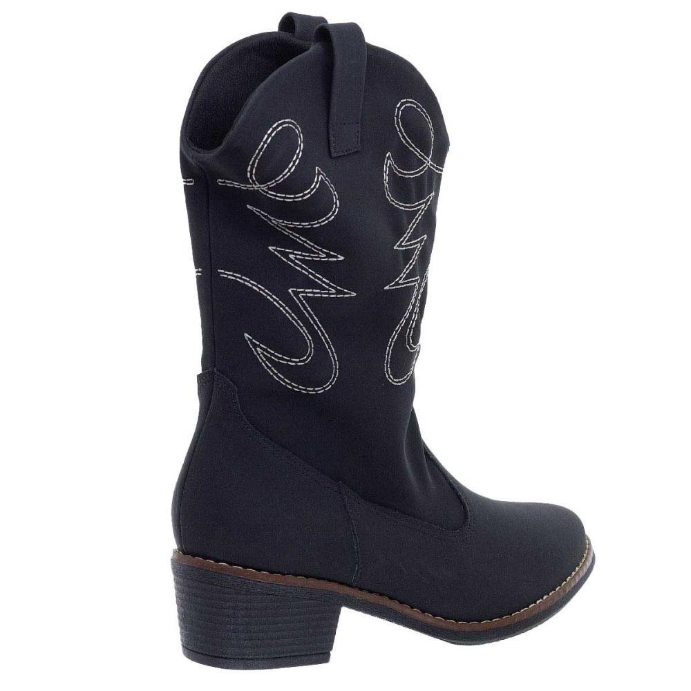 Bota Texana Cano Curto Feminina Piccadilly 661006-2 Preta Preto 3