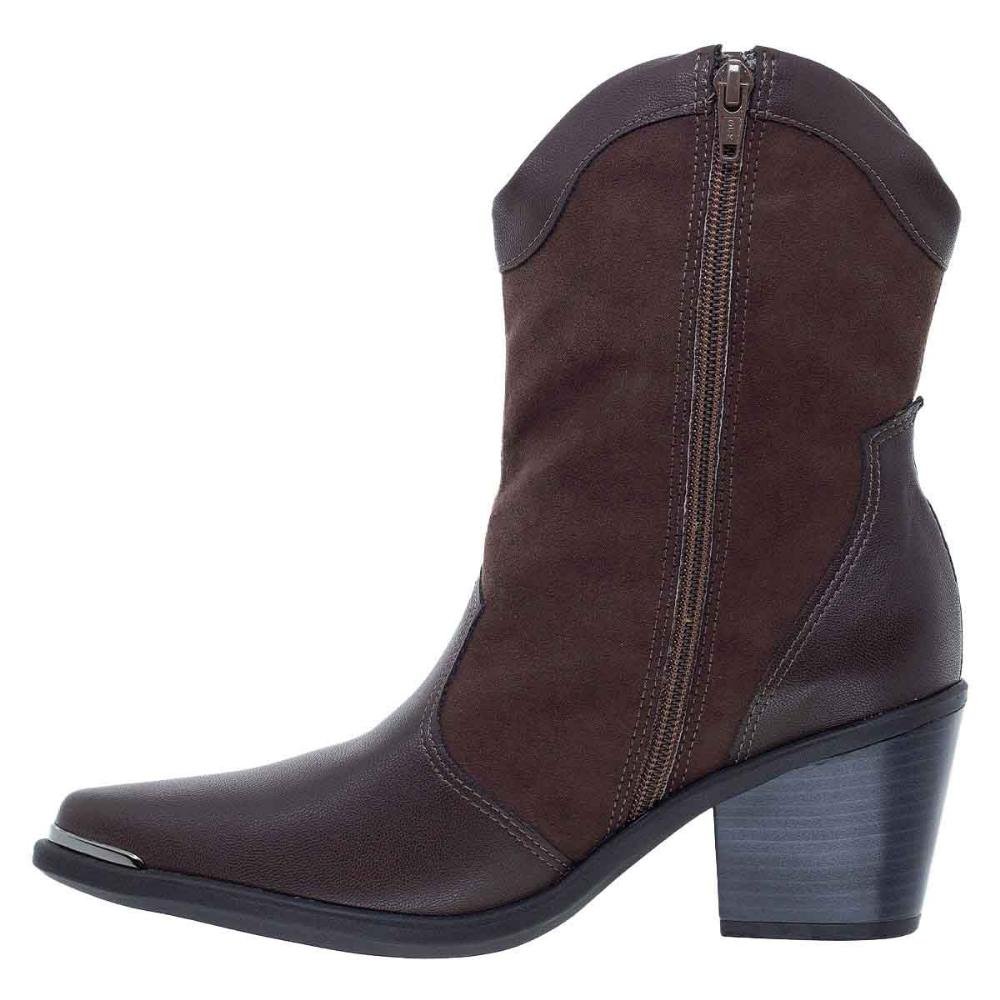 Bota Texana Cano Curto Feminina Piccadilly 761005-01 Marrom Marrom 2