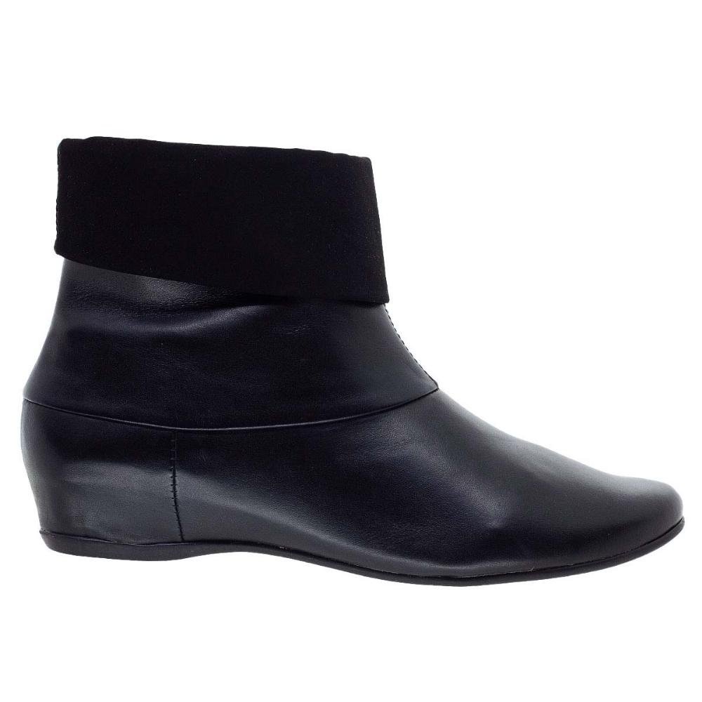 Bota Cano Curto Feminina Couro Arezzo A02166 Preta Preto 2
