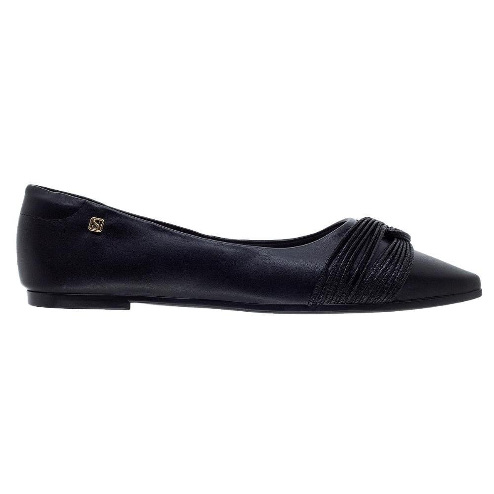 Sapatilha Bico Fino Feminina Santinelli 1600004 Preta Preto 1