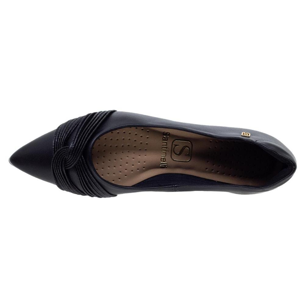 Sapatilha Bico Fino Feminina Santinelli 1600004 Preta Preto 3