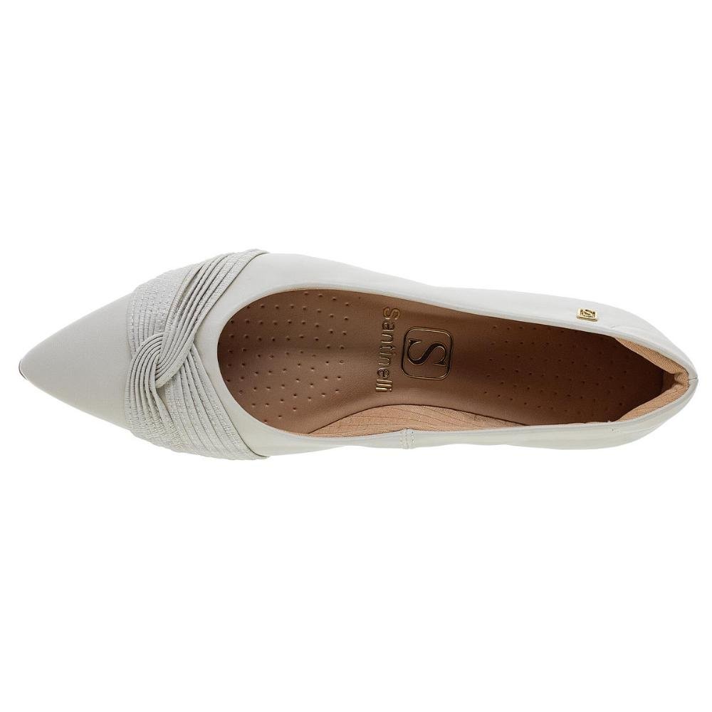 Sapatilha Bico Fino Feminina Santinelli 1600004 Offwhite Offwhite 3