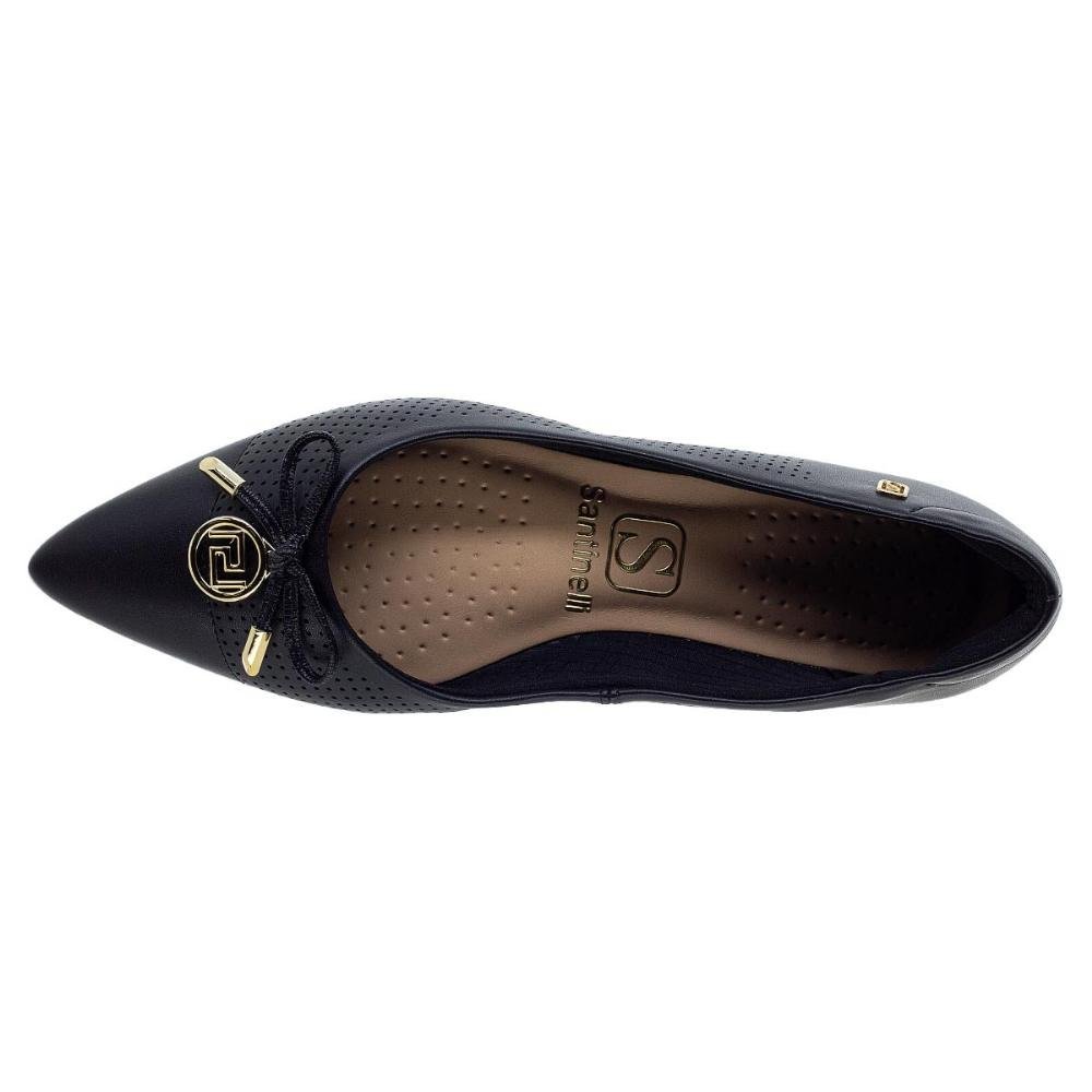 Sapatilha Bico Fino Feminina Santinelli 1600008 Preta Preto 3
