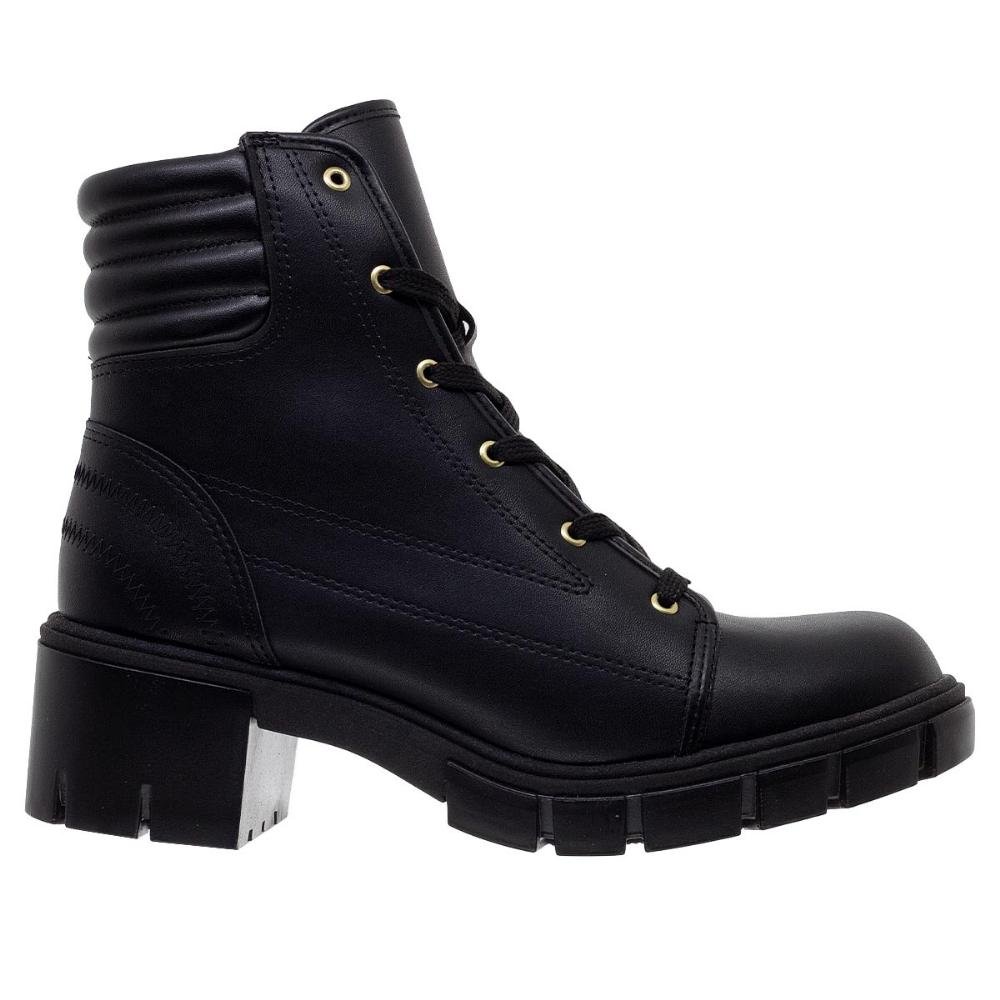 Bota Coturno Feminina Tratorado Moleca 5338.107 Preto Preto 1