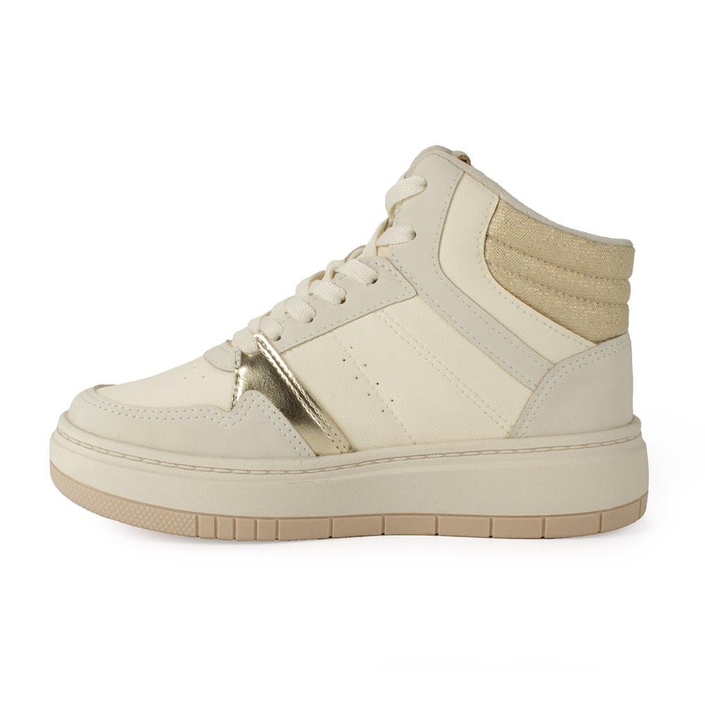 Tênis Cano Alto Infantil Menina Pink Cats V5183 Offwhite Bege 3