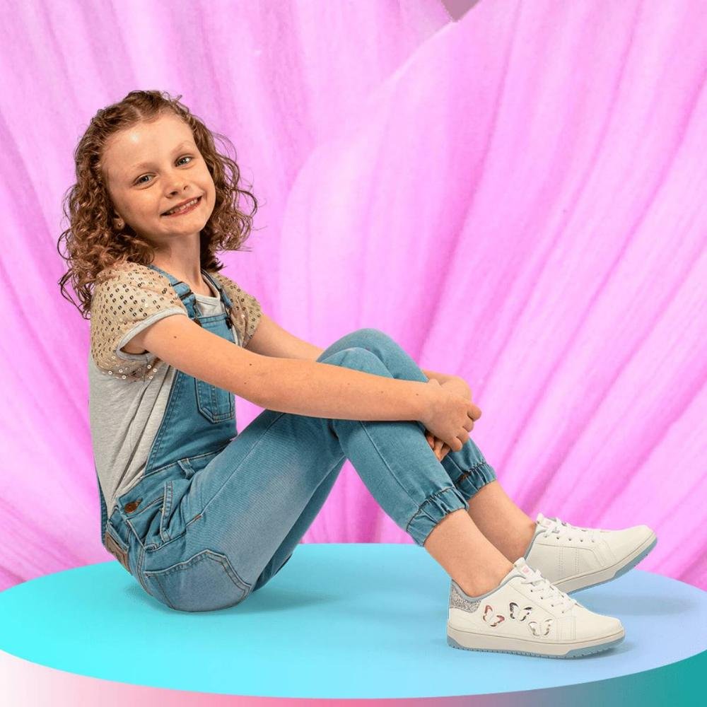 Tênis Casual Sneaker Infantil Menina Pink Cats V5421 Branco Branco 5