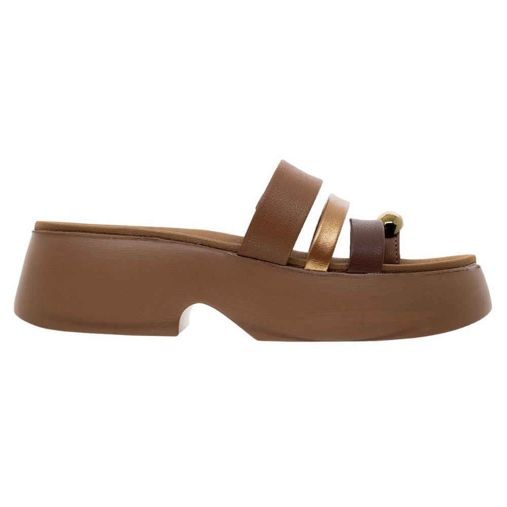 Tamanco Salto Baixo Tiras Feminino Modare 7210.101 Marrom Camel 1