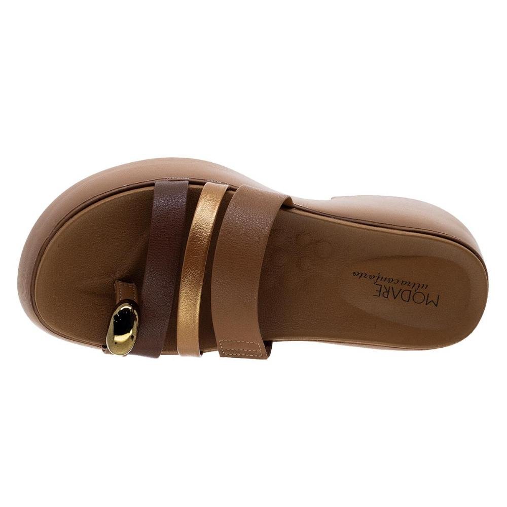 Tamanco Salto Baixo Tiras Feminino Modare 7210.101 Marrom Camel 3