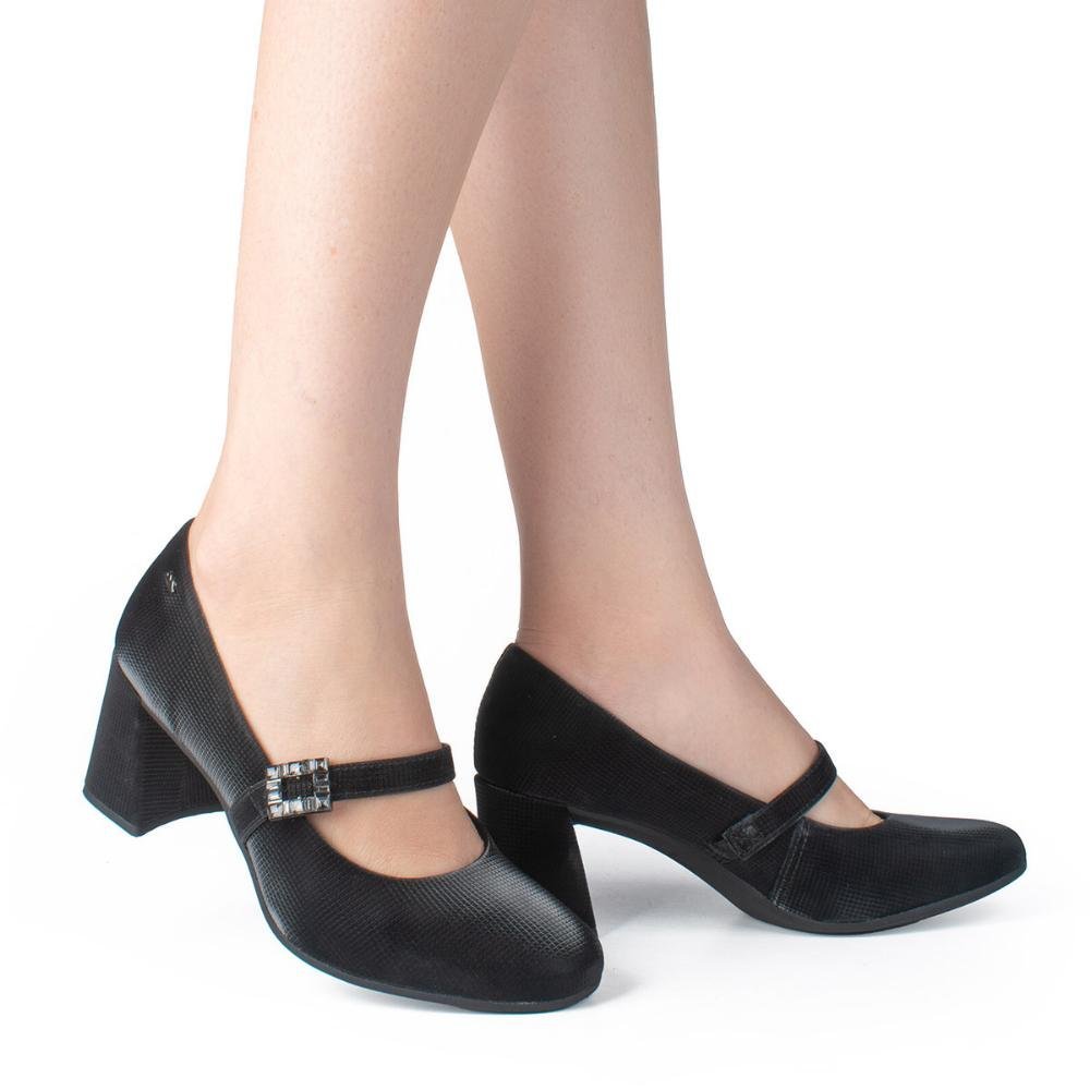 Sapato Scarpin Boneca Salto Bloco Dakota Feminino D0282 Preto Preto 4