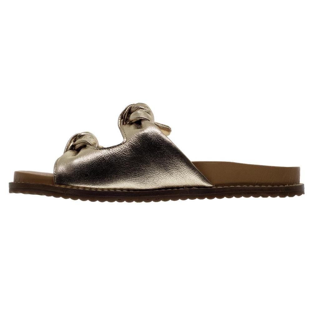 Sandália Rasteira Feminina Ana Laura 25095 Ouro Ouro 2