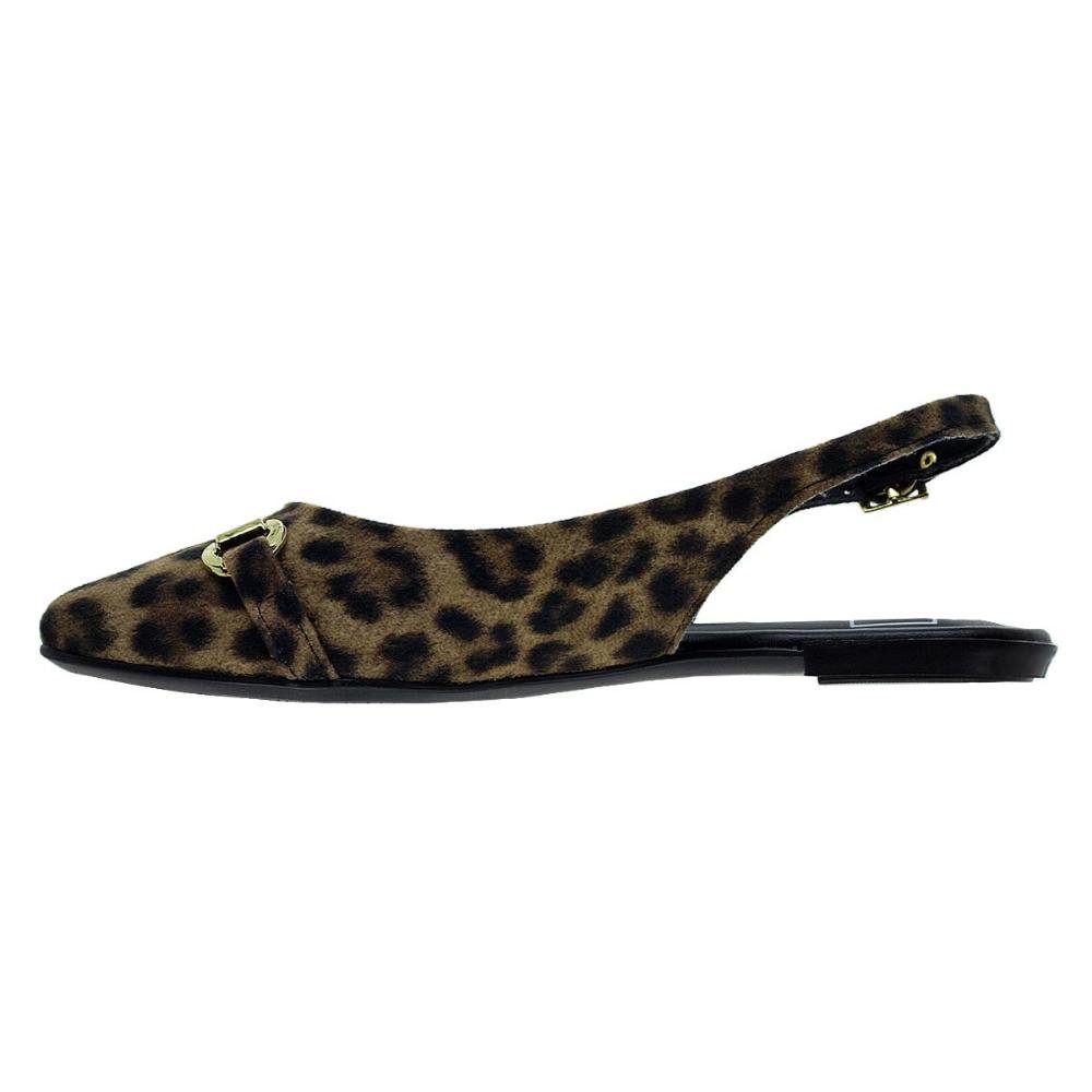 Sapato SlingBack Salto Baixo Moleca 5444.333 Preto Onça 2