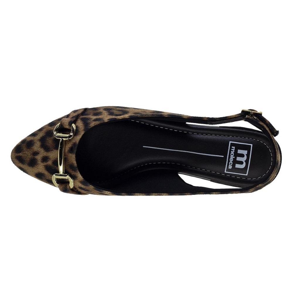 Sapato SlingBack Salto Baixo Moleca 5444.333 Preto Onça 3