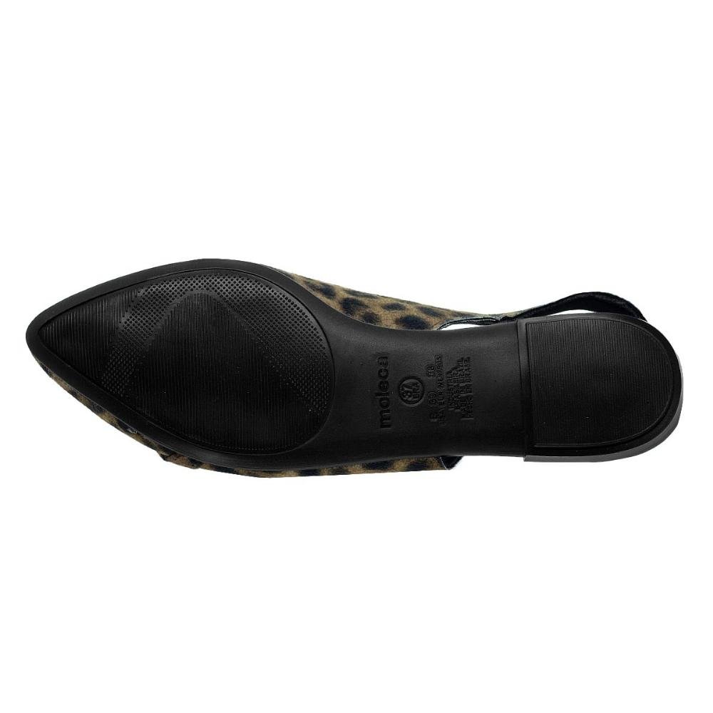 Sapato SlingBack Salto Baixo Moleca 5444.333 Preto Onça 4