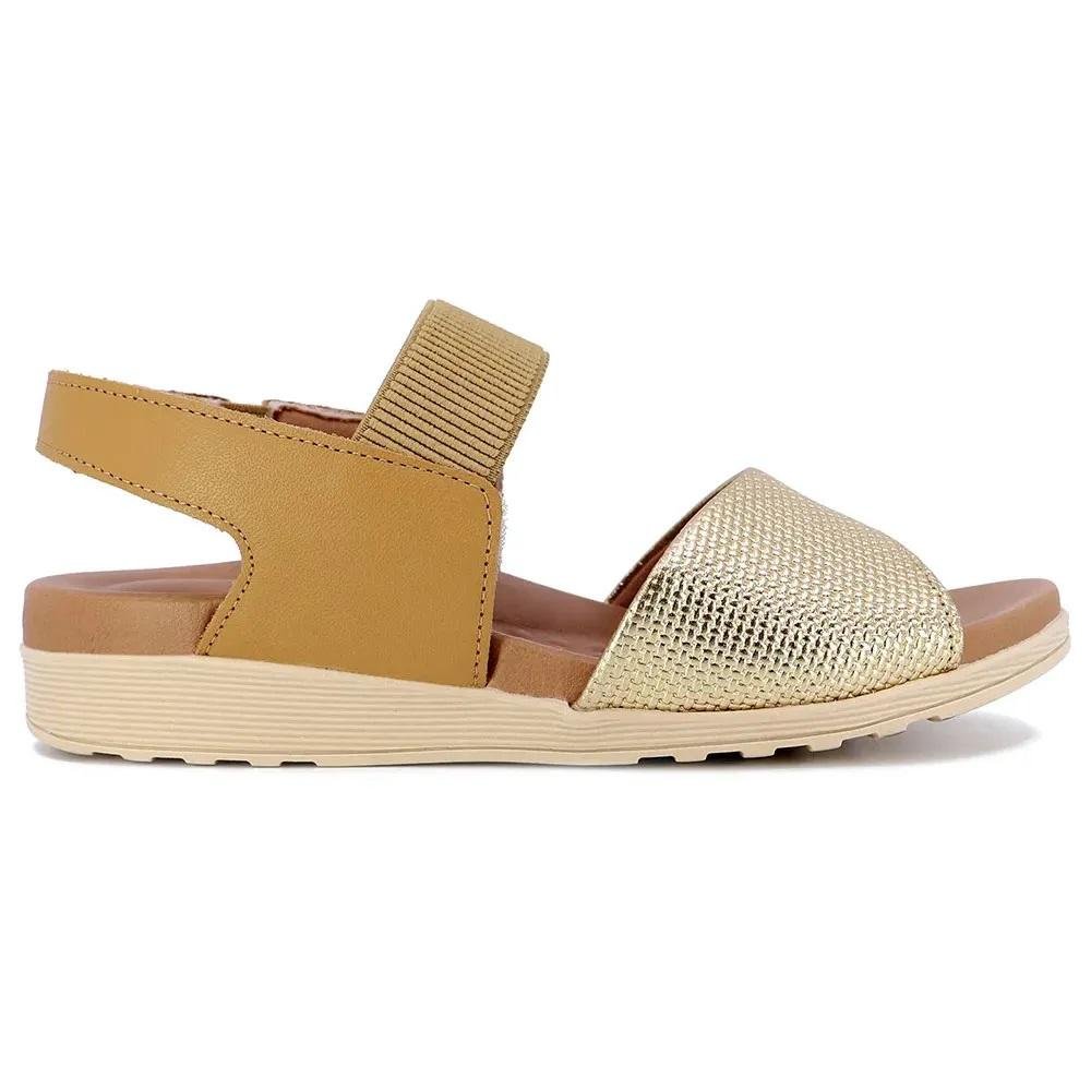 Sandália Plataforma Feminina Couro Usaflex AD392206 Dourado Dourado 1