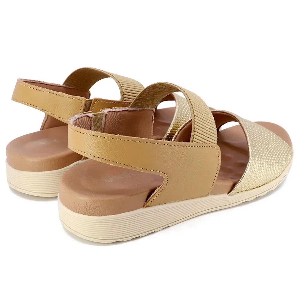 Sandália Plataforma Feminina Couro Usaflex AD392206 Dourado Dourado 3