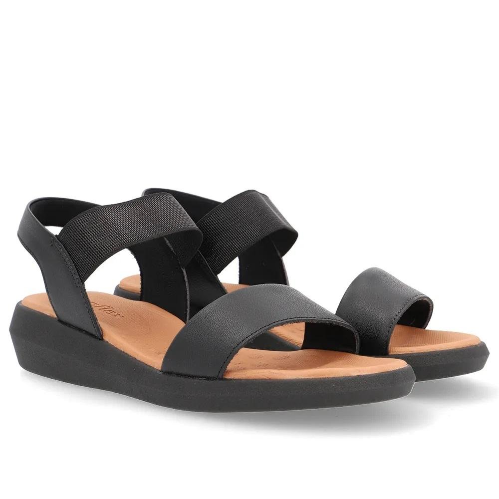 Sandália Salto Plataforma Couro Feminina Usaflex AI3010001 Preto Preto 2