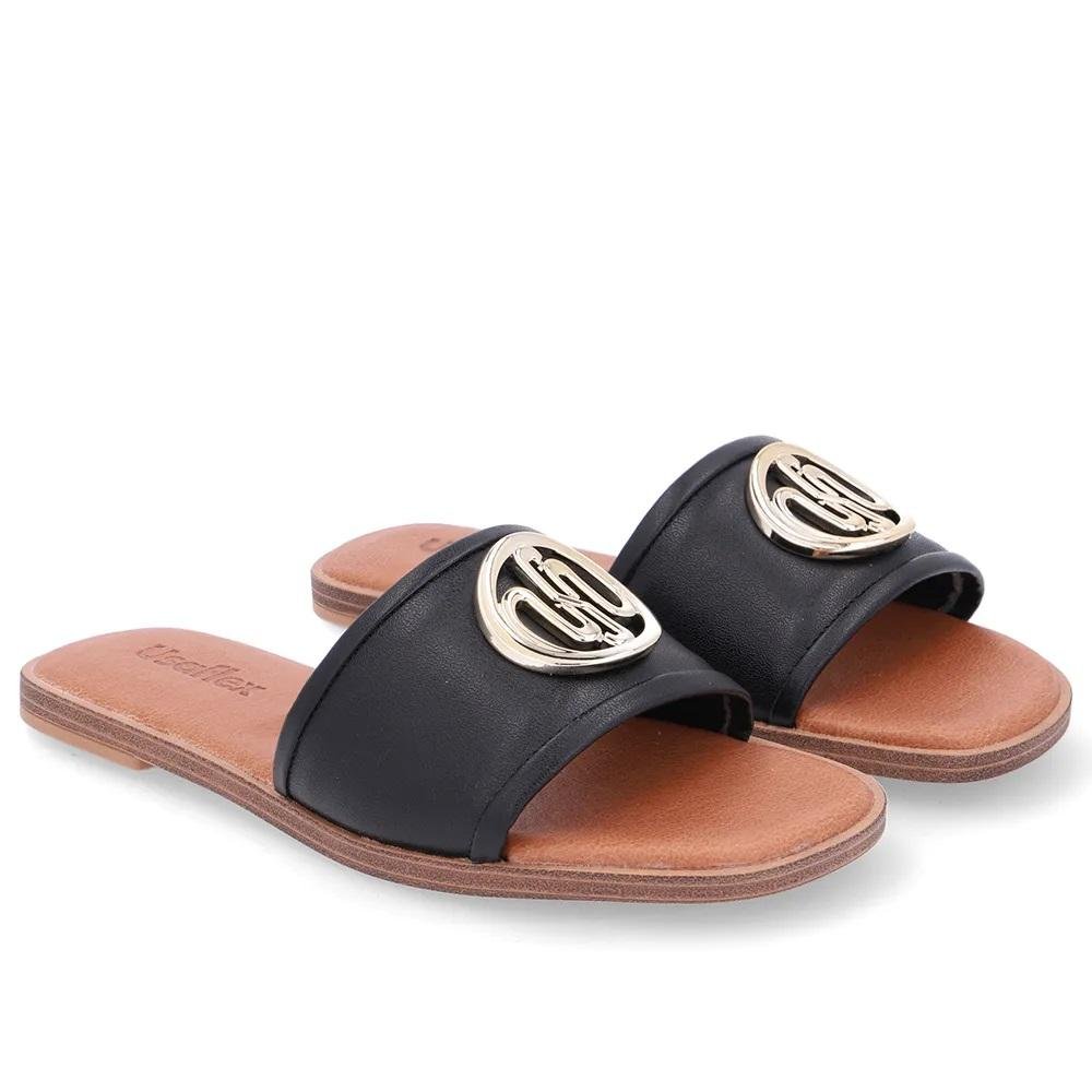 Tamanco Rasteiro Feminino Usaflex AK3103001 Preto Preto 2