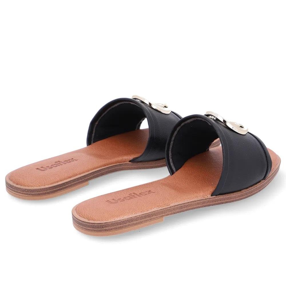 Tamanco Rasteiro Feminino Usaflex AK3103001 Preto Preto 3