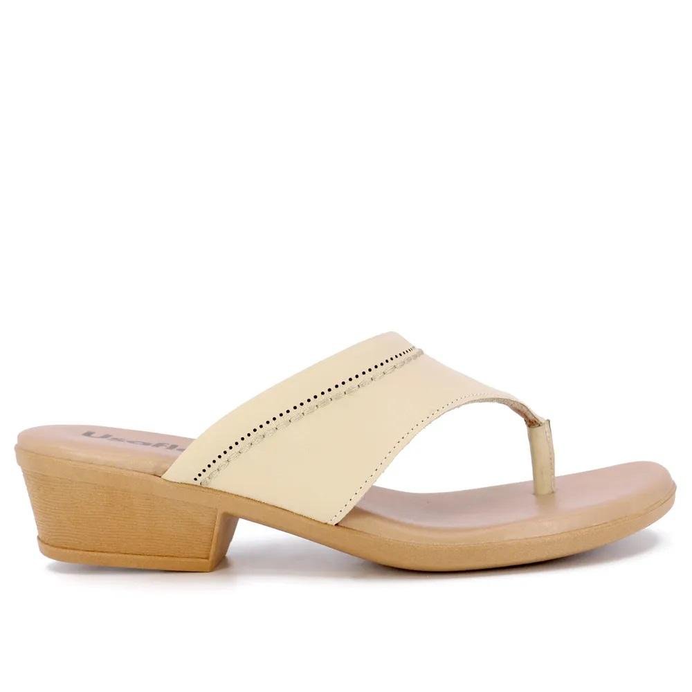 Tamanco Salto Bloco Feminino Usaflex AK1803003 Creme Creme 1