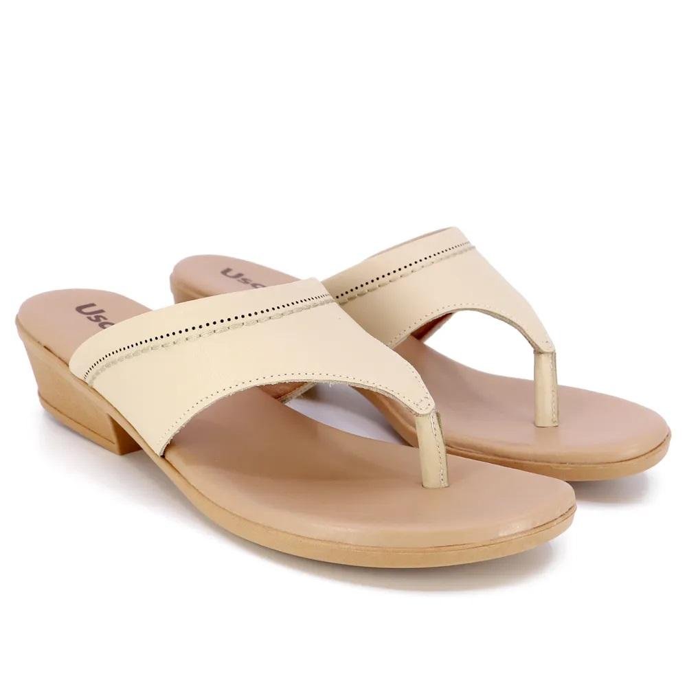 Tamanco Salto Bloco Feminino Usaflex AK1803003 Creme Creme 2