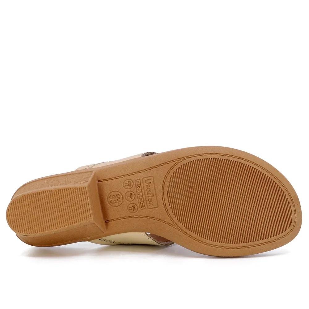 Tamanco Salto Bloco Feminino Usaflex AK1803003 Creme Creme 5