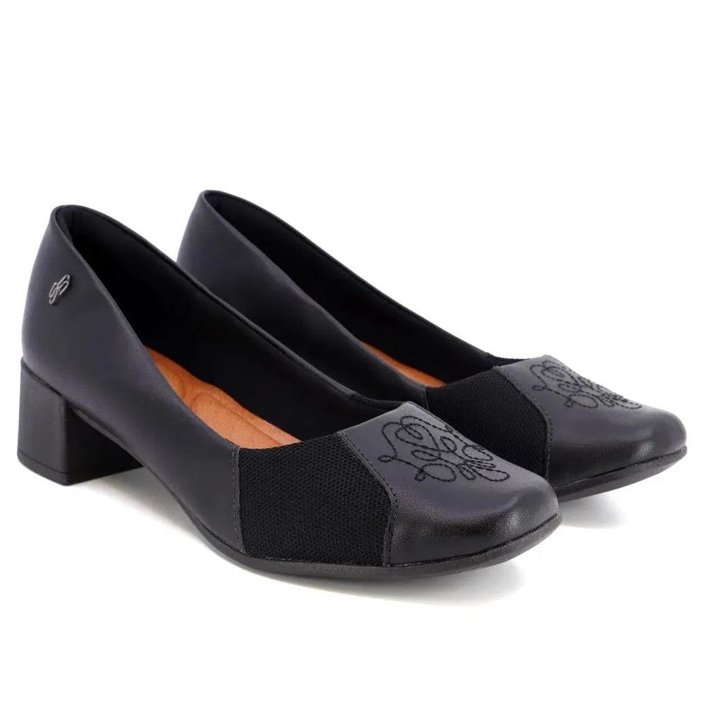 Sapato Scarpin Joanete Feminino Usaflex AJ0102001 Preto Preto 2