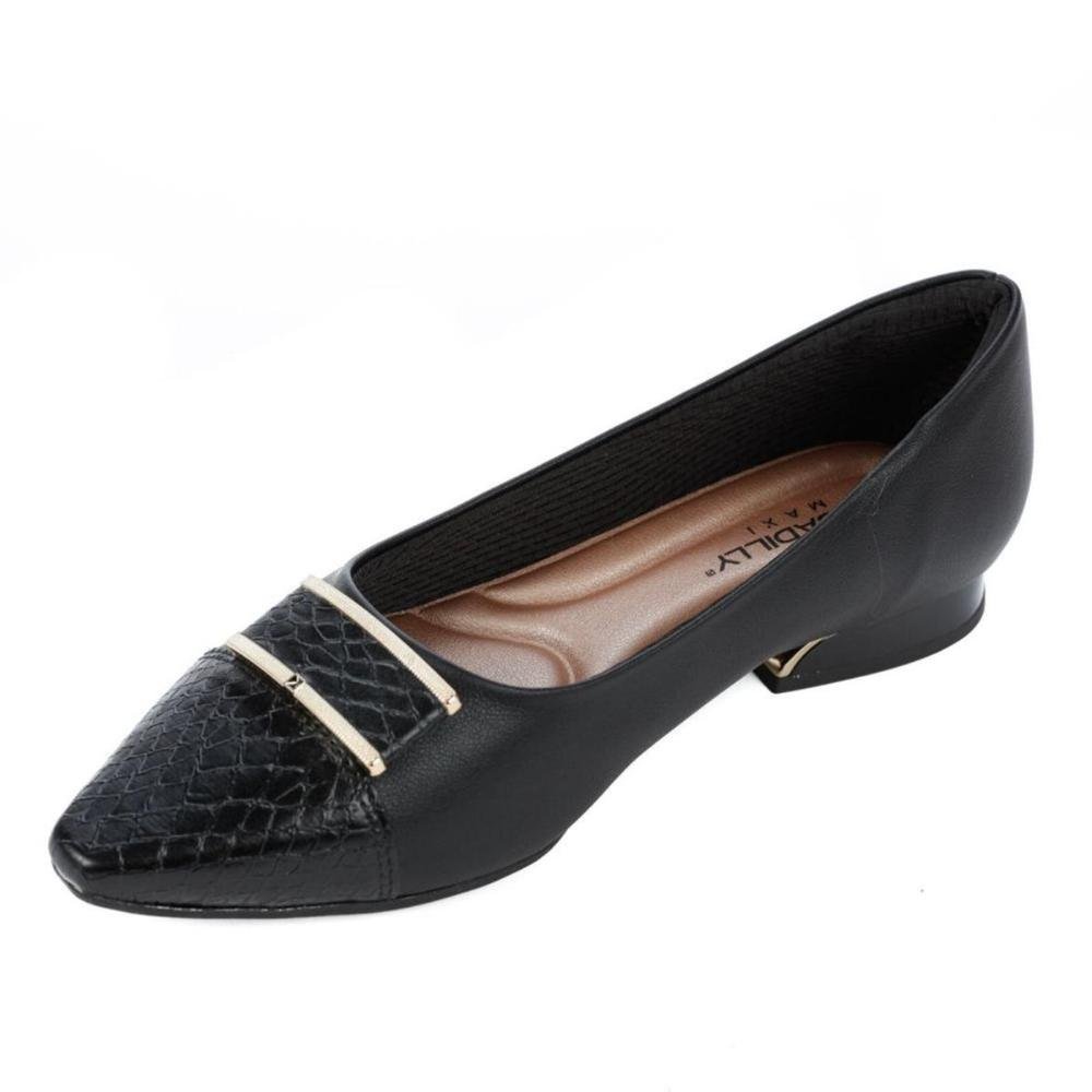 Sapato Salto Baixo Feminino Piccadilly 279029 Preto Preto 2