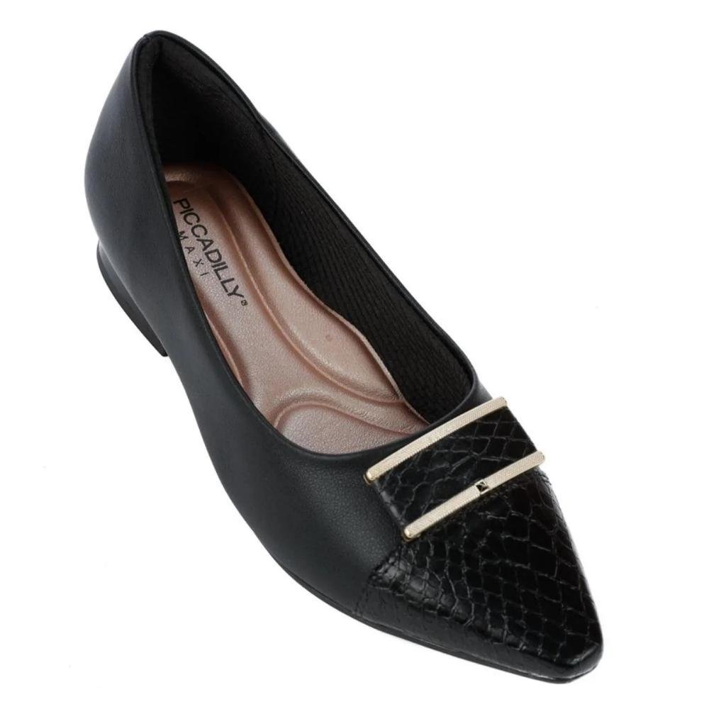 Sapato Salto Baixo Feminino Piccadilly 279029 Preto Preto 3