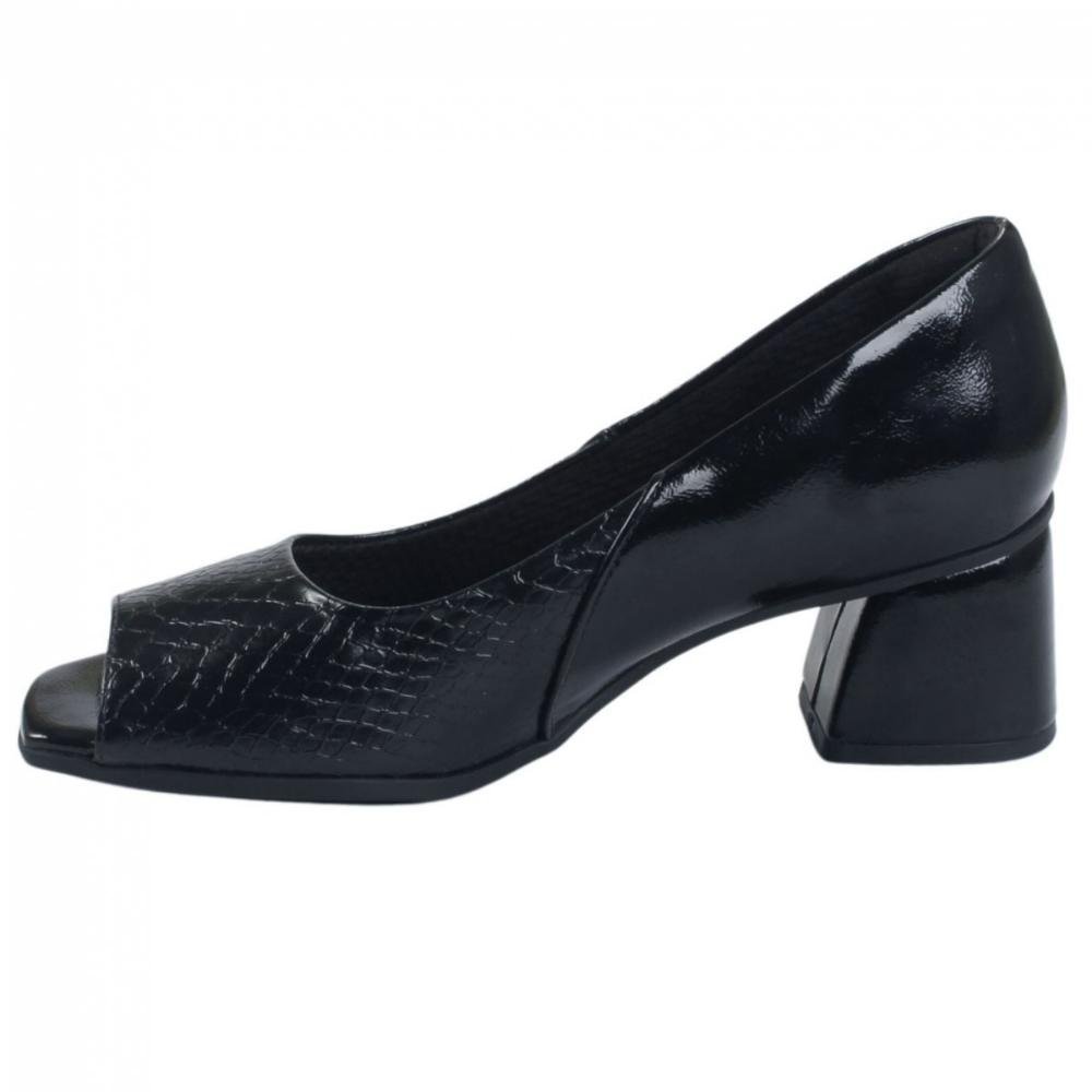 Sapato Salto Médio Peeptoe Feminino Piccadilly 715021 Preto Preto 2