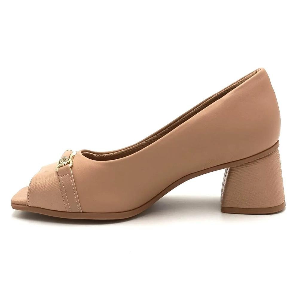 Sapato Salto Médio Peeptoe Feminino Piccadilly 715020 Nude Nude 2