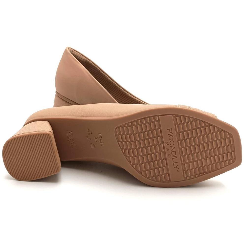 Sapato Salto Médio Peeptoe Feminino Piccadilly 715020 Nude Nude 4