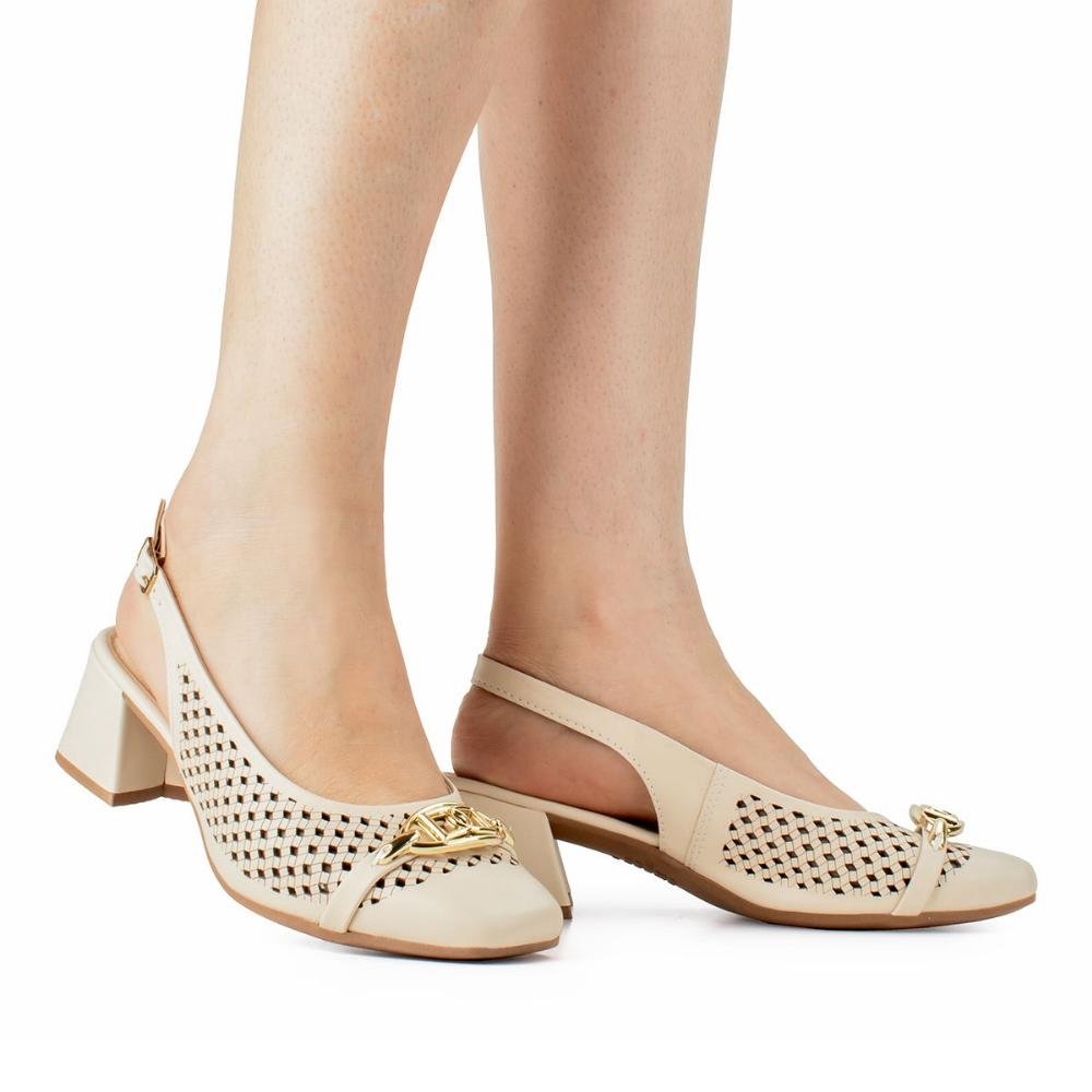 Sapato Slickback feminino Dakota D0082 Bege Bege 6