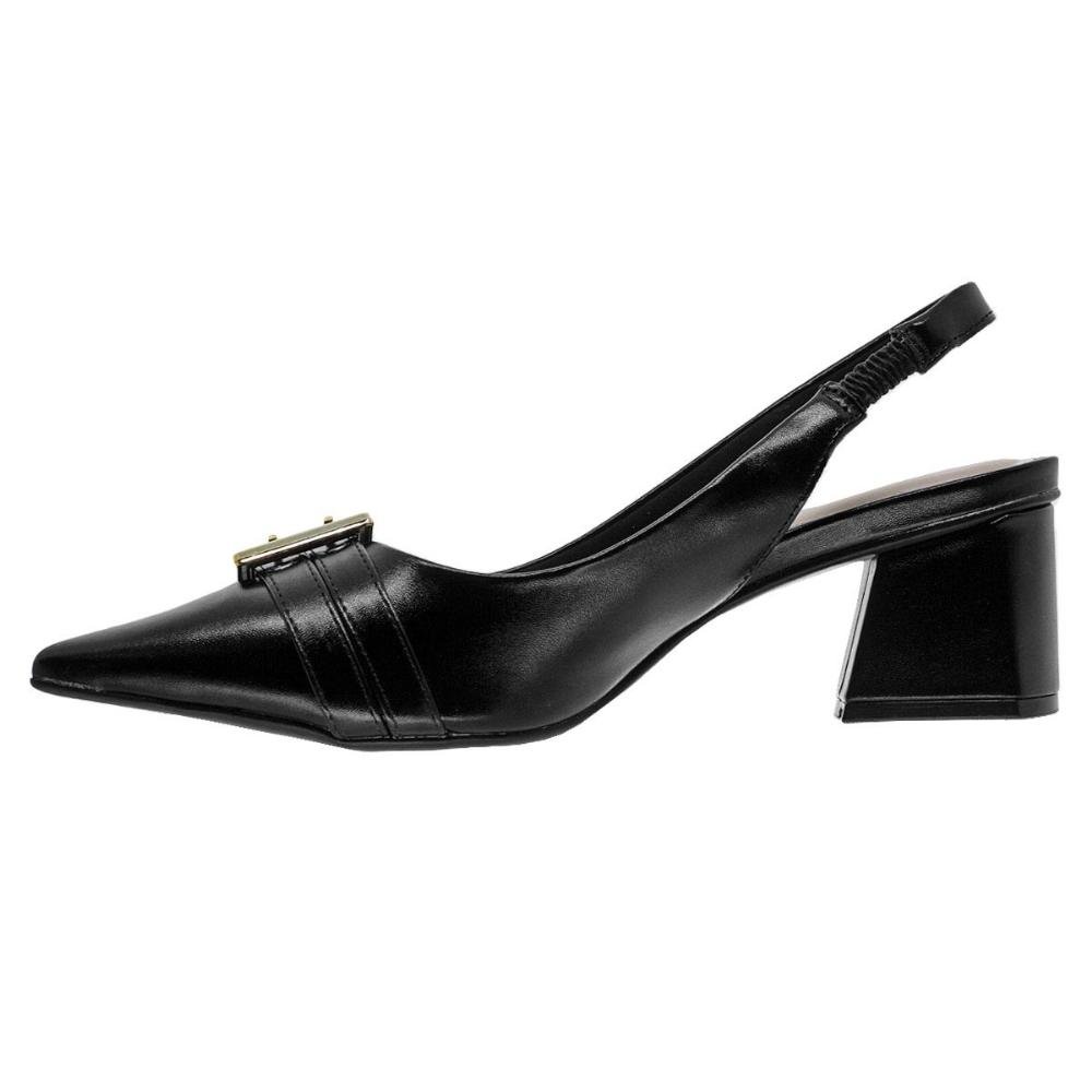 Sapato Feminino Salto Médio Slingback Bebecê T3838-536 Preto Preto 2