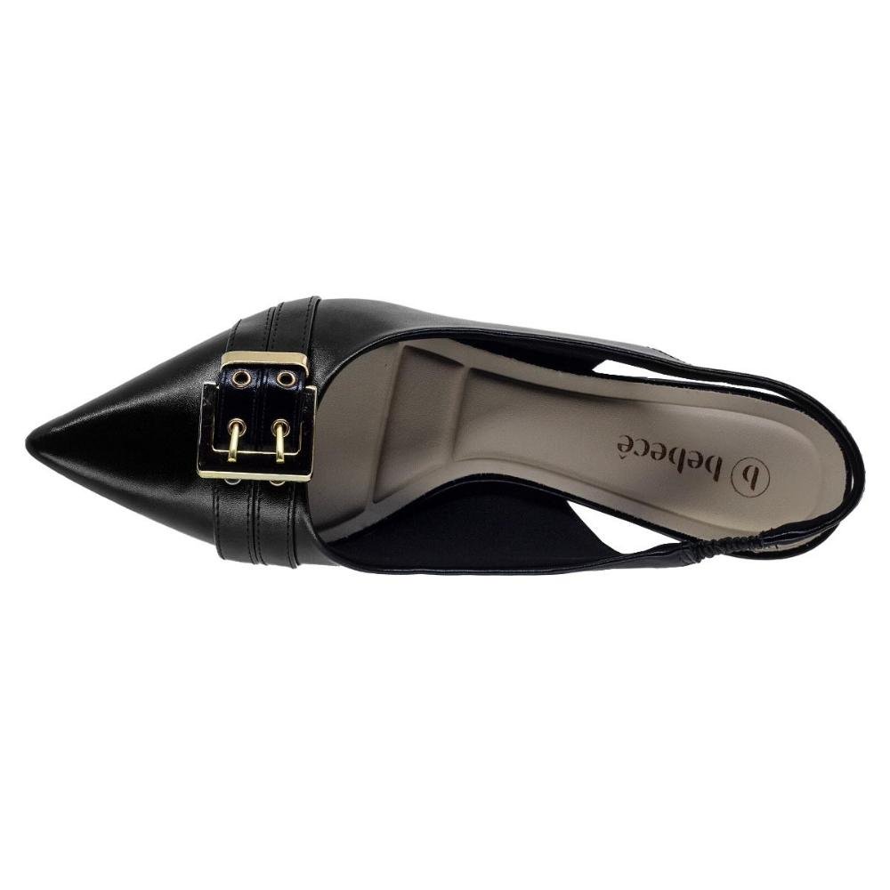 Sapato Feminino Salto Médio Slingback Bebecê T3838-536 Preto Preto 3