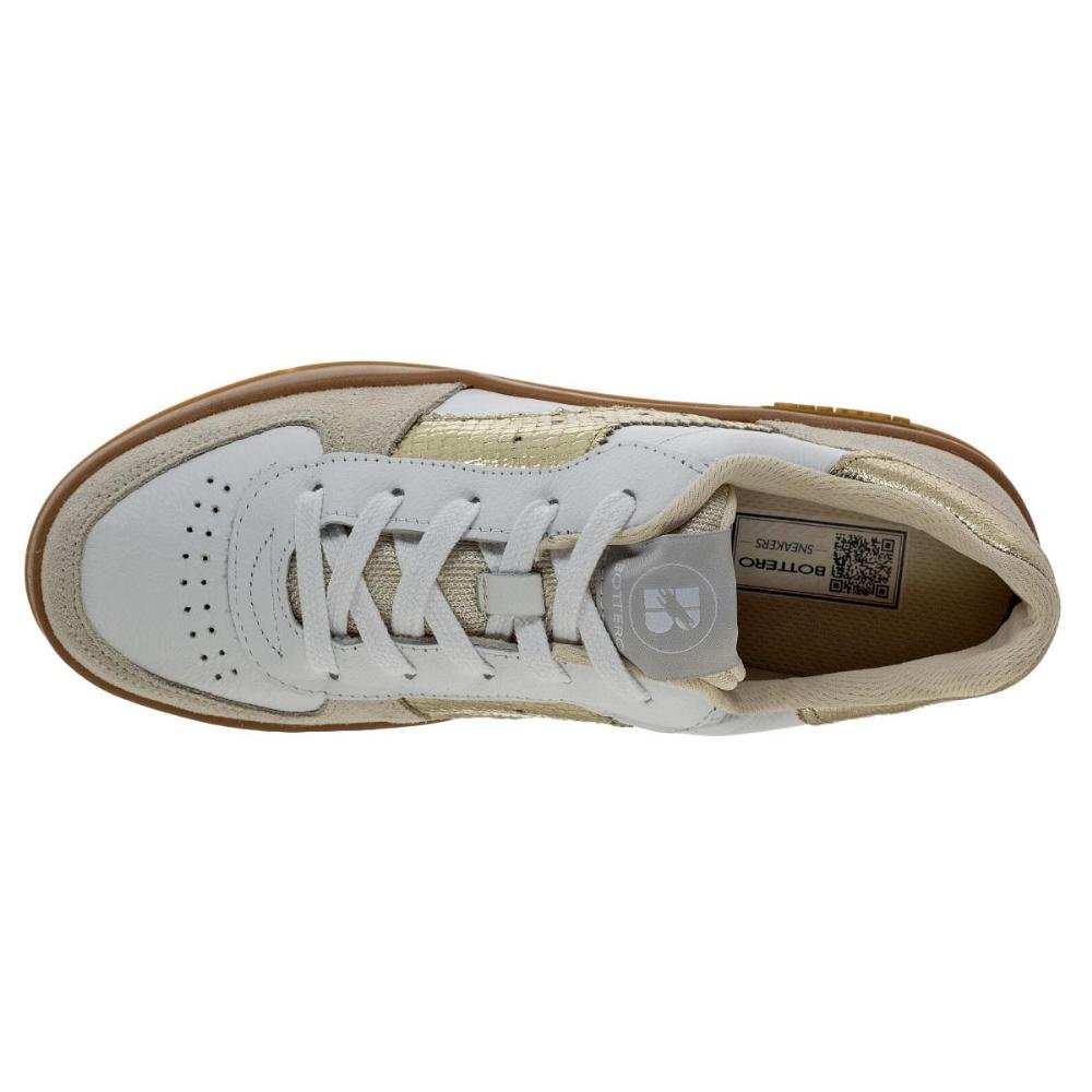 Tênis Casual Feminino Bottero 364909 Branco Branco/Dourado 3