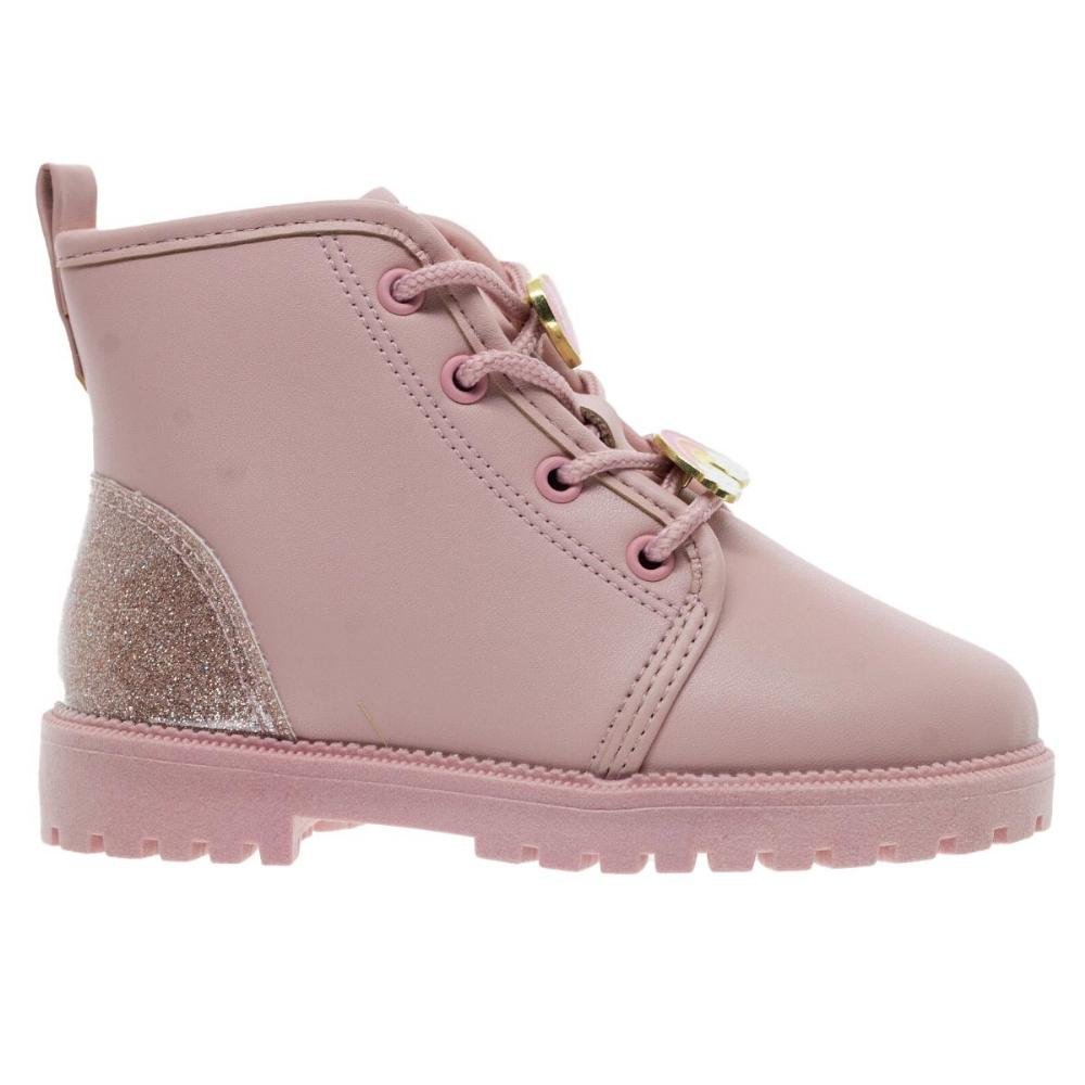 Bota Coturno Infantil Menina Molekinha 2126.529 Rosa Rosa 1