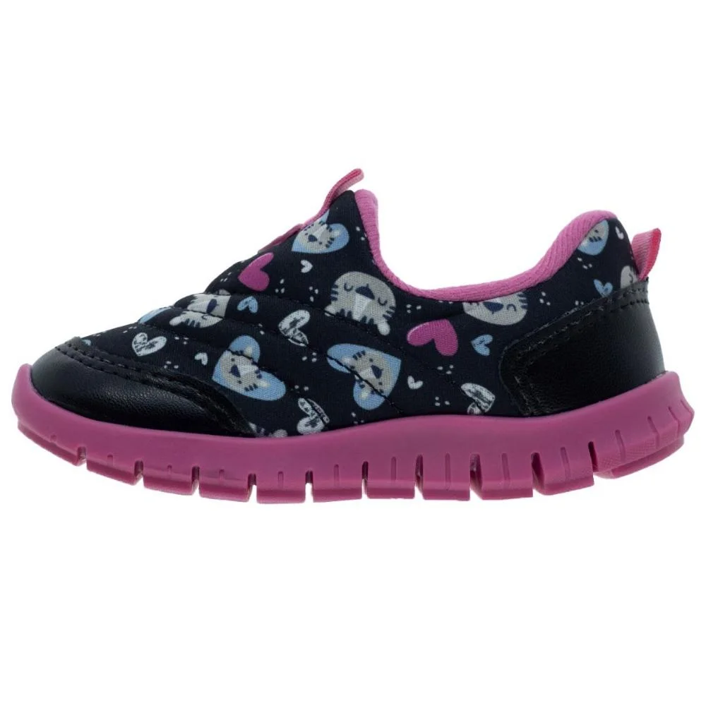 Tênis Casual Infantil Menina Molekinha 2736.100 Preto Multi Preto 2