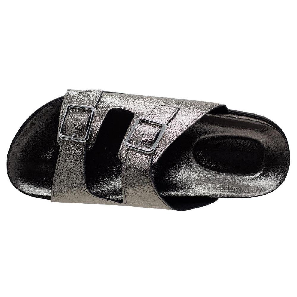 Tamanco Feminino Papete Moleca 5500.105 Preto Prata 3