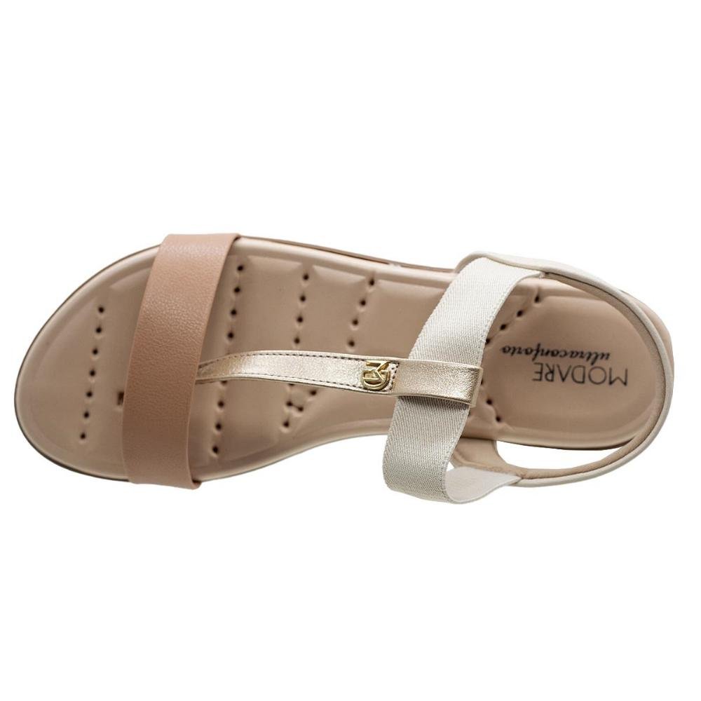 Sandália Rasteira Feminina Modare Ultraconforto 7053.163 Bege Creme 3