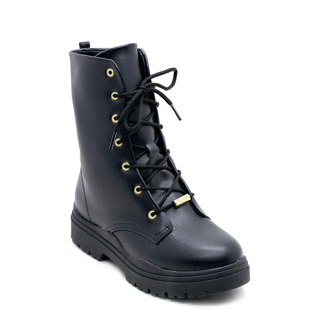 Bota Coturno Infantil Menina Molekinha 2179.203 Preto Preto 3