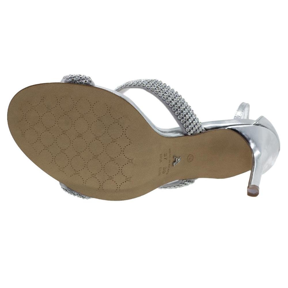 Sandália Feminina Salto Fino Arezzo A12663 Prata Prata 4