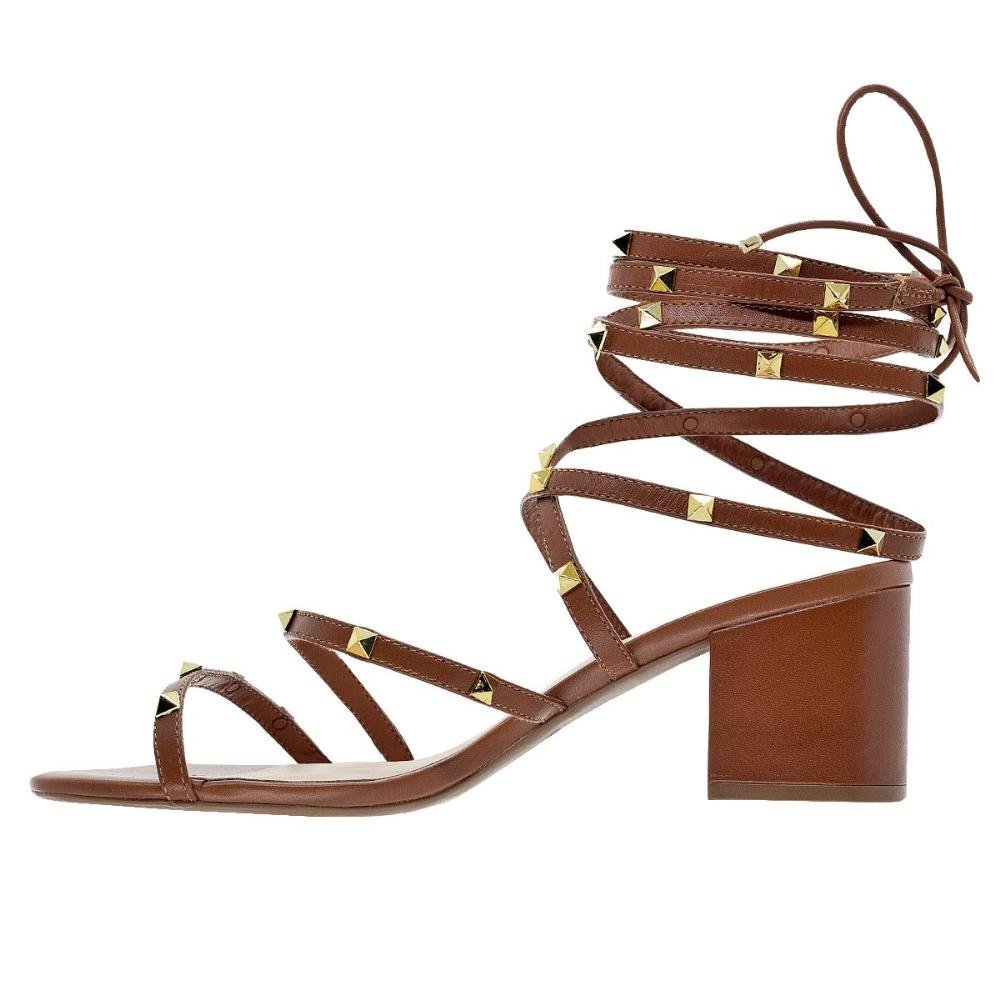 Sandália Salto Bloco Feminina Arezzo A10055 Camel Camel 2