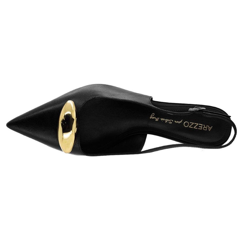 Scarpin Feminino Bico Fino Arezzo A12757 Preto Preto 3