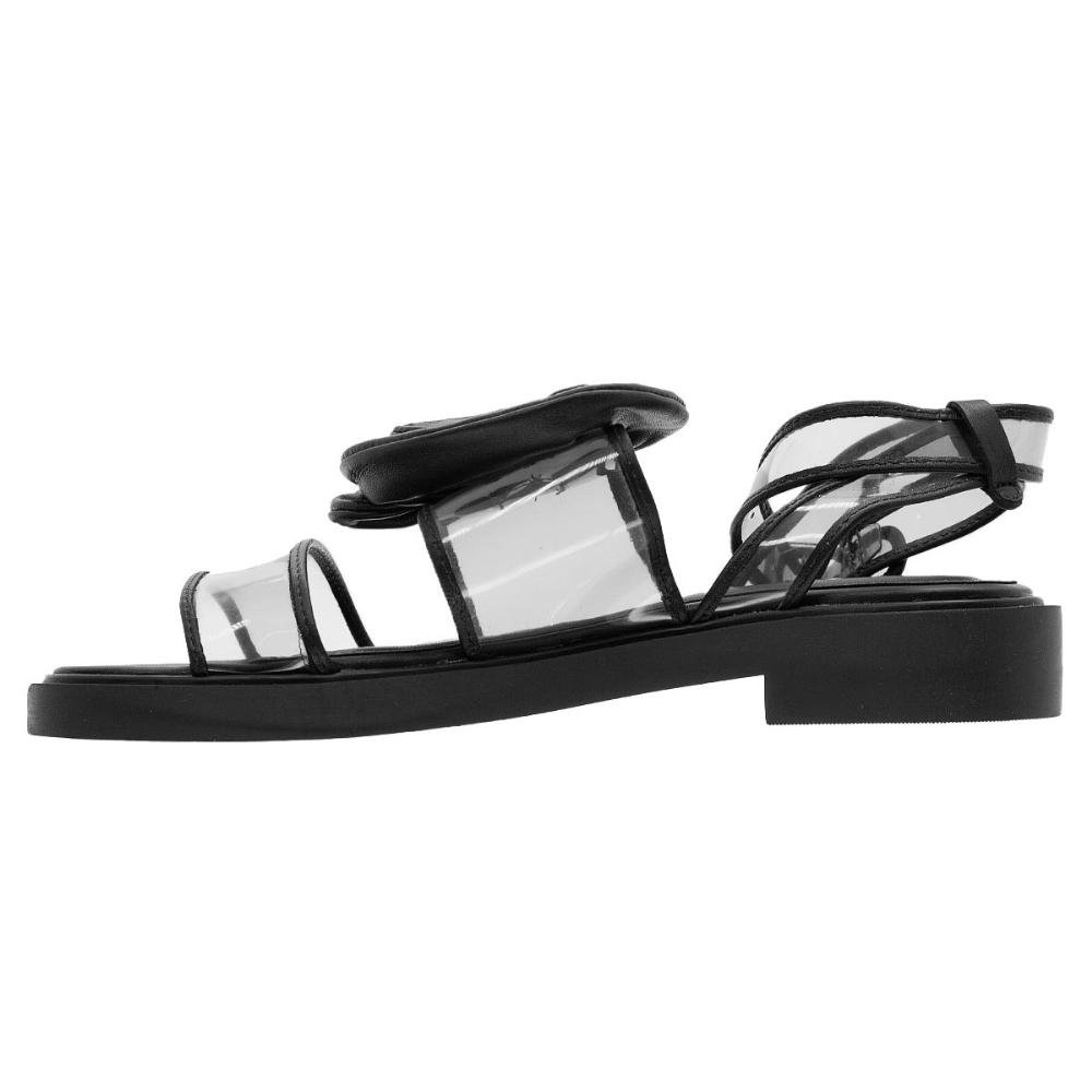 Sandália Salto Baixo Bico Quadrado Feminina Arezzo A13008 Preto Preto 2